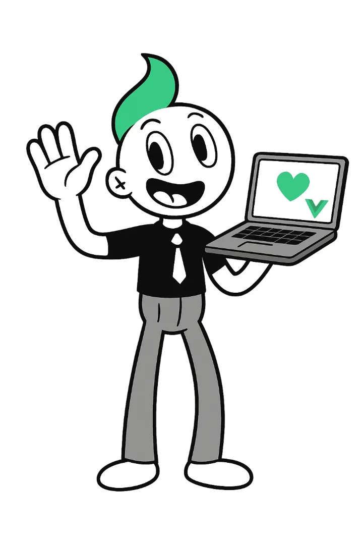 Illustration of a developer holding a laptop